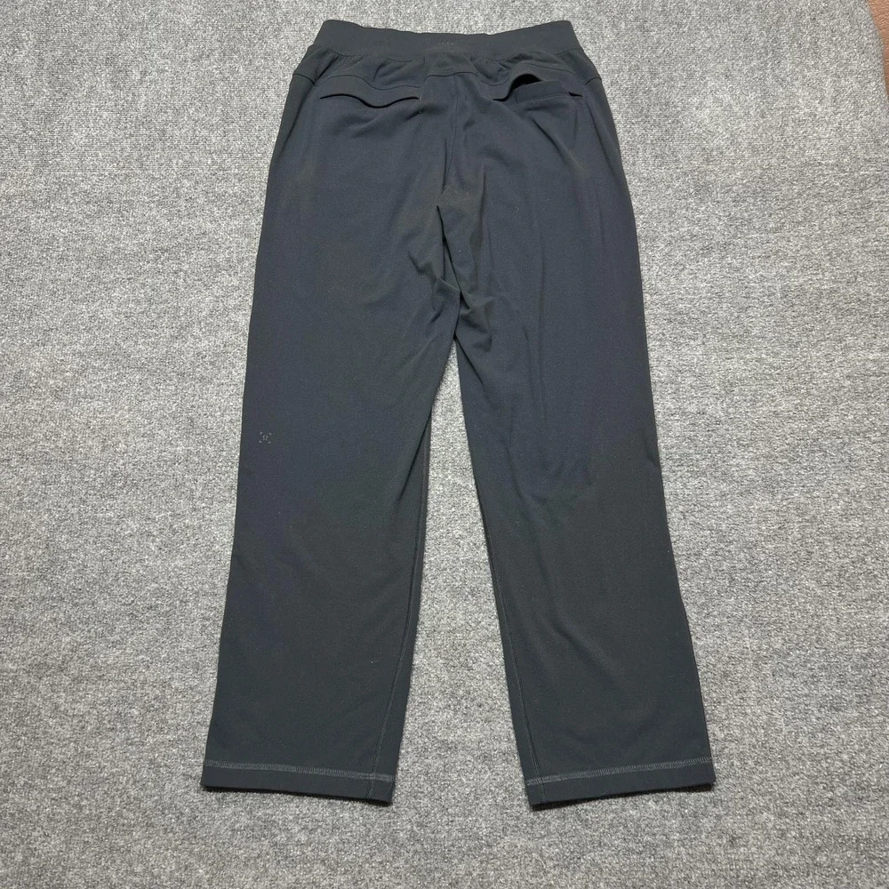 Lululemon Track Pants Mens M Black Jersey Nylon Elastic Waist Zip Pockets Gym